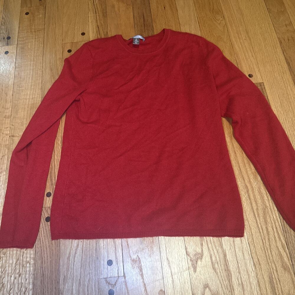 Charter Club 100% Cashmere Sweater Womens M Red Crewneck Quiet Luxury Soft